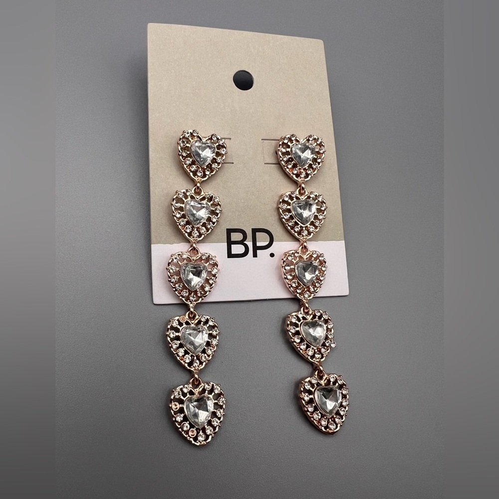 BP Crystal Heart Drop Earrings